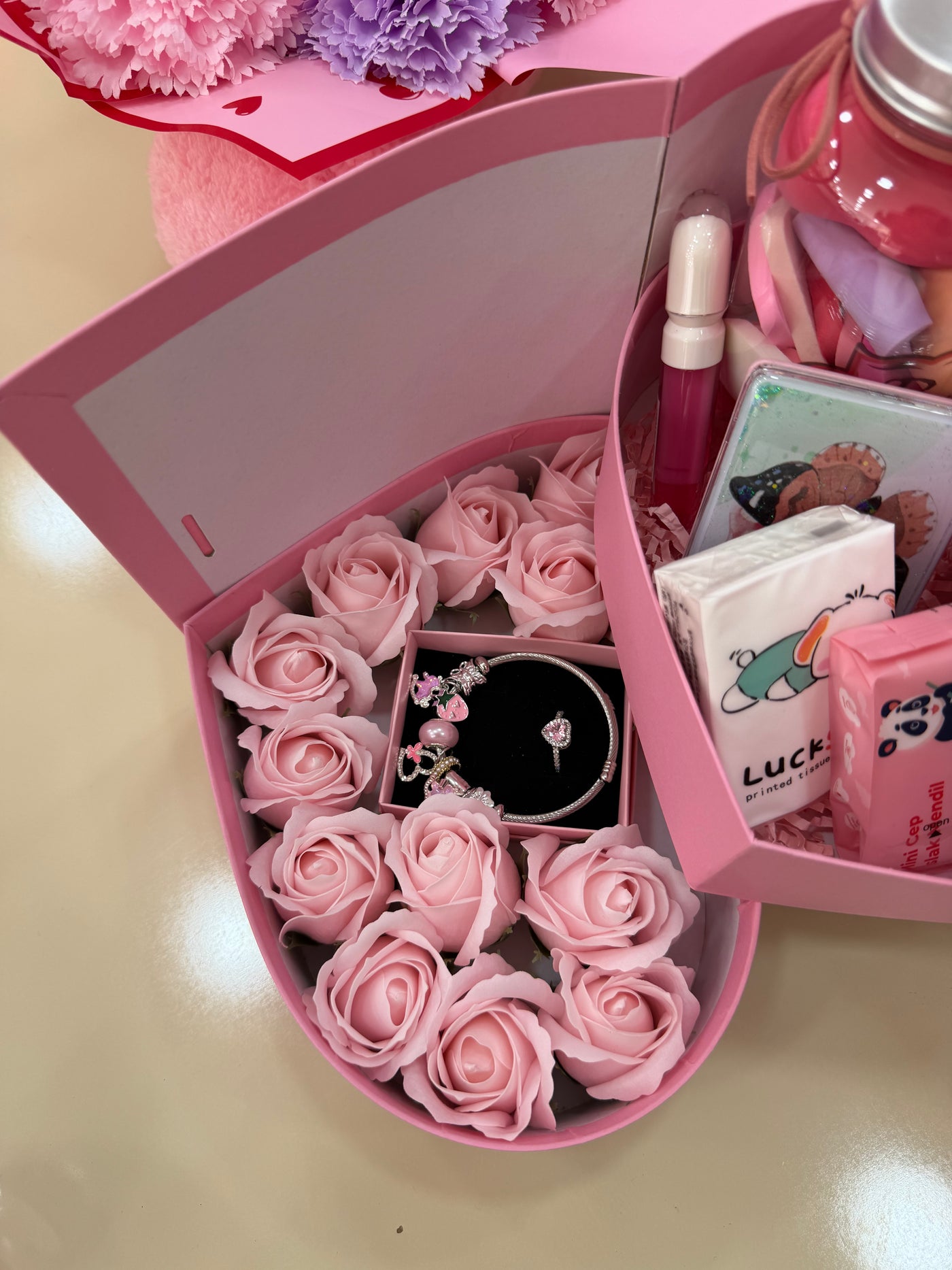 Lüks Pembe Set Pofidik Hediye