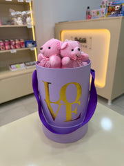 LOVE Kutulu Pembe Peluş Ayıcıklar - Özel Tasarım Hediye Kutusu Pofidik Hediye