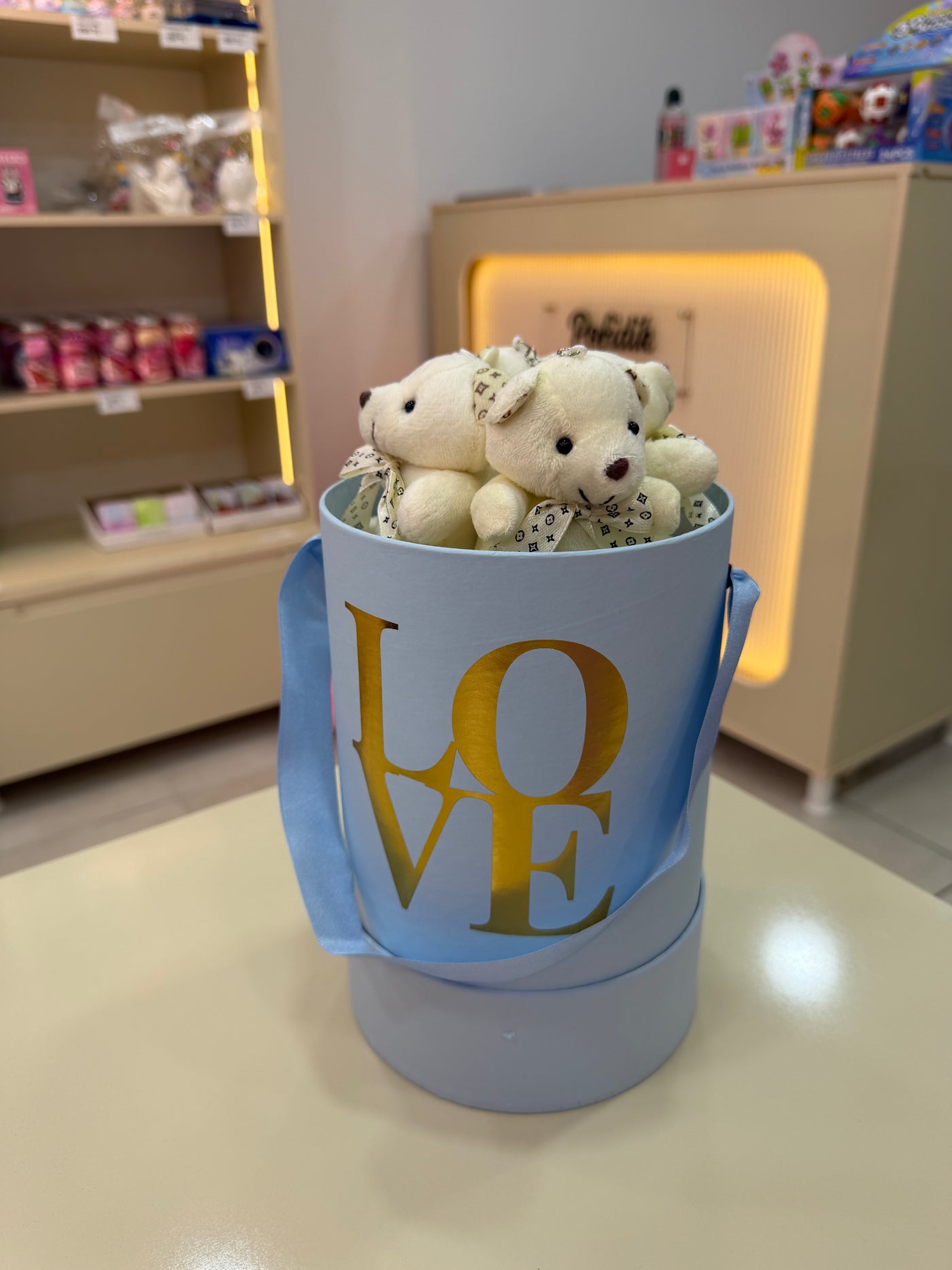 LOVE Kutulu Pembe Peluş Ayıcıklar - Özel Tasarım Hediye Kutusu Pofidik Hediye