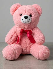 35 cm Pembe Kırmızı Fiyonklu Peluş Ayı Pofidik Hediye