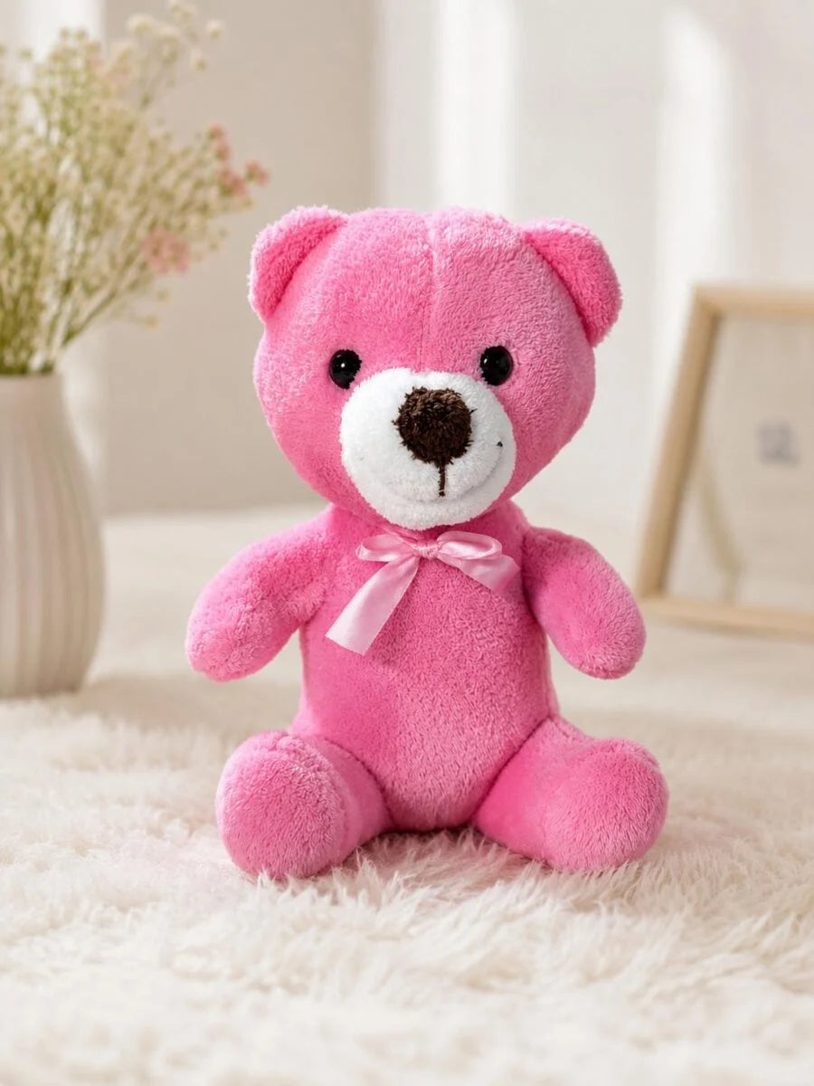 25 cm Pembe Saten Fiyonklu Peluş Ayı Pofidik Hediye