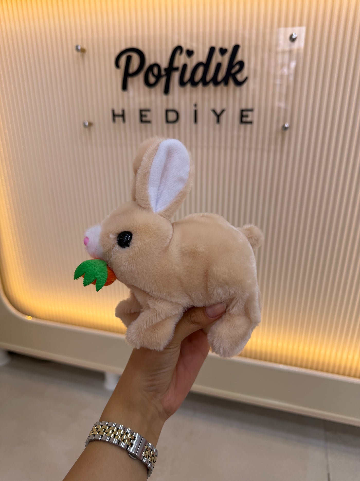 Yürüyen Melodili Havuçlu Peluş Tavşan | Sevgiliye Özel Hareketli Hediye Pofidik Hediye
